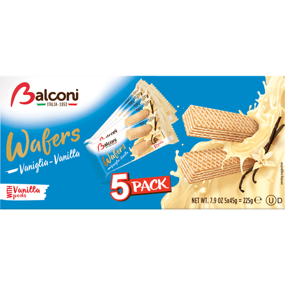 Foto van Balconi Wafers vanilla 5x op witte achtergrond
