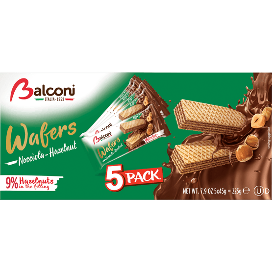 Foto van Balconi Wafers nocciola 5x op witte achtergrond