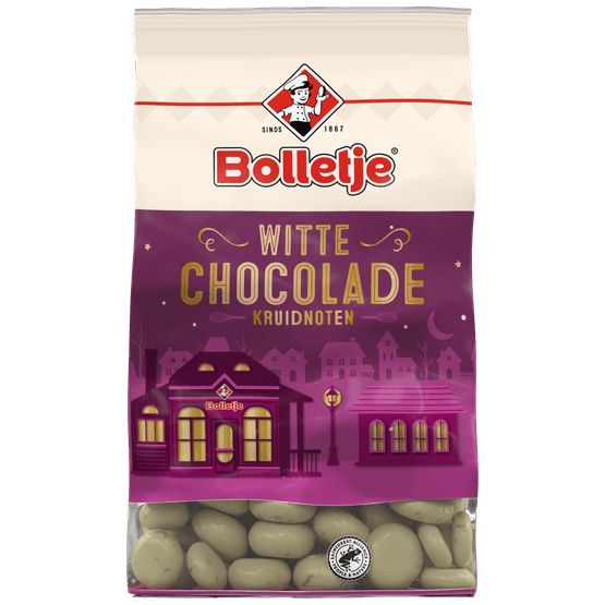 Foto van Bolletje Kruidnoten chocolade wit op witte achtergrond
