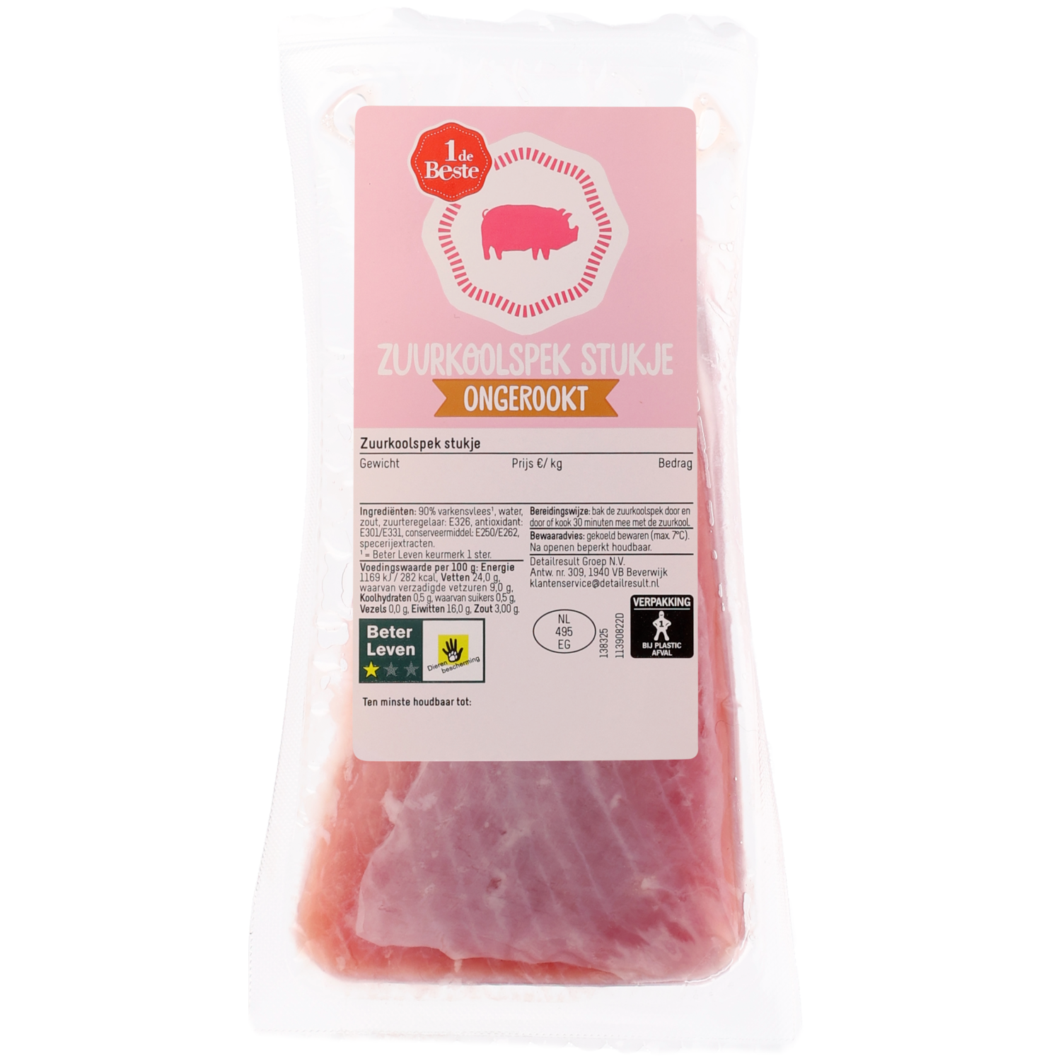 1 de Beste Zuurkoolspek stukje ongerookt