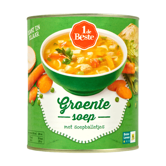 Foto van 1 de Beste Groentesoep op witte achtergrond