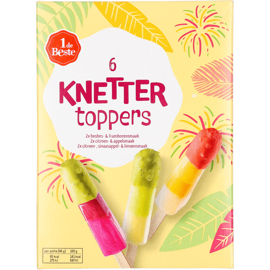 Foto van 1 de Beste Knetter toppers 6 stuks op witte achtergrond