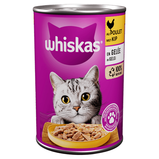 Foto van Whiskas Kattenvoer met kip in gelei op witte achtergrond