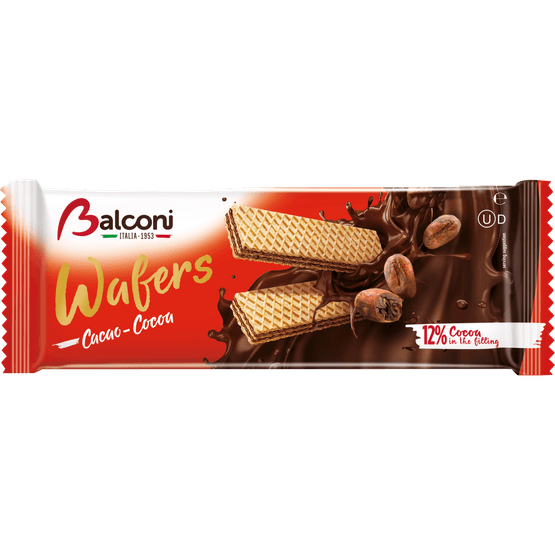 Foto van Balconi Wafers cacao op witte achtergrond