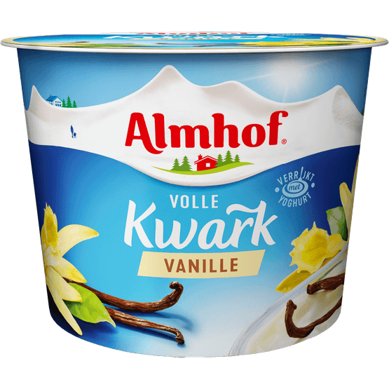 Foto van Almhof Volle kwark vanille op witte achtergrond