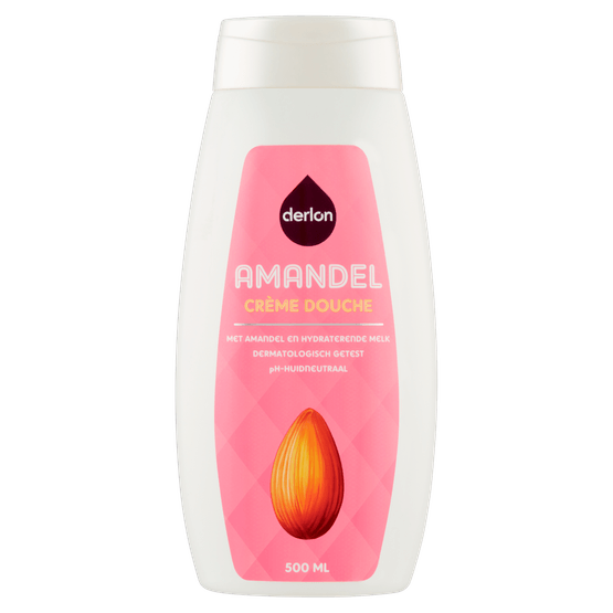 Foto van Derlon Douchecreme amandel op witte achtergrond