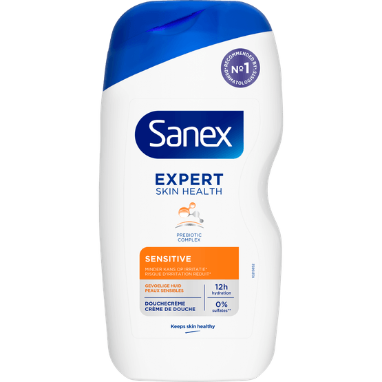 Foto van Sanex Douchegel expert health sensitive op witte achtergrond