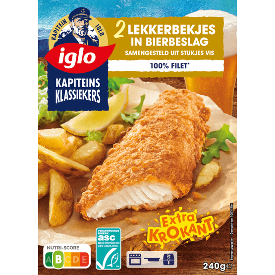 Foto van Iglo Kapiteins Klassiekers lekkerbekje bierbeslag, 2 stuks op witte achtergrond