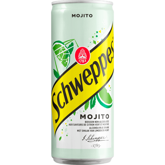 Foto van Schweppes Mojito op witte achtergrond