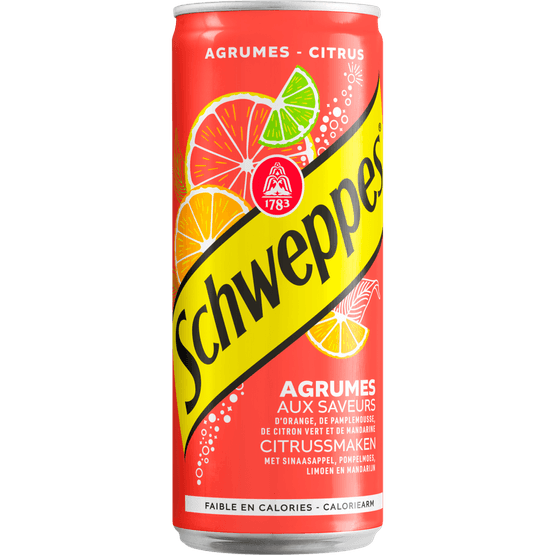 Foto van Schweppes Agrumes citrus op witte achtergrond