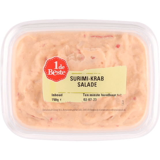 Foto van 1 de Beste Salade surimi krab op witte achtergrond