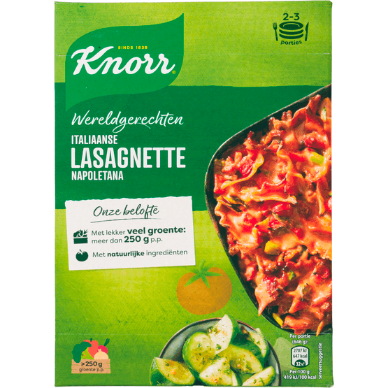 Foto van Knorr Wereldgerecht lasagne napoletana op witte achtergrond