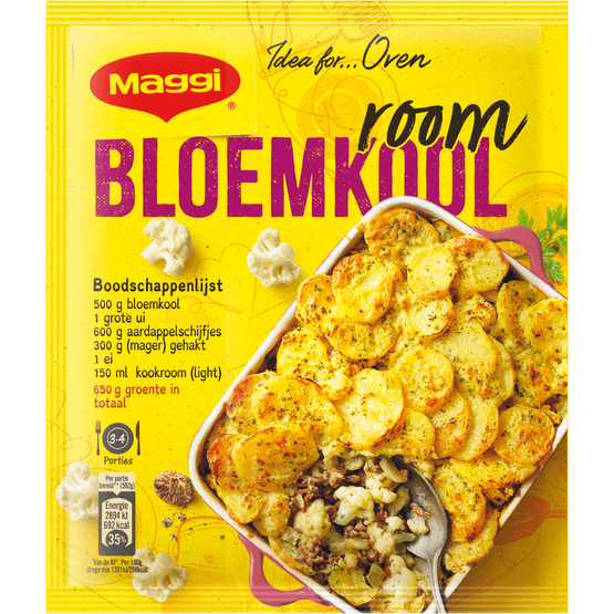 Foto van Maggi Ovenschotel bloemkool-room op witte achtergrond