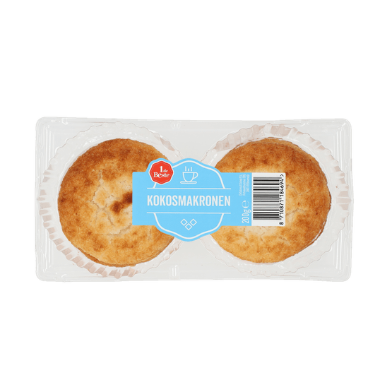 Foto van 1 de Beste Kokosmakronen op witte achtergrond