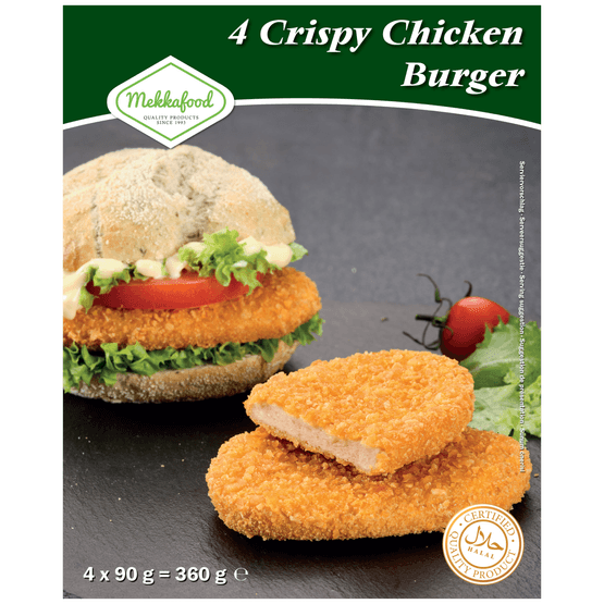Foto van Mekkafood Crispy chicken burger op witte achtergrond