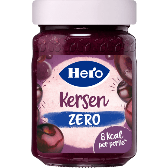 Foto van Hero Jam zero kersen op witte achtergrond