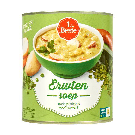 Foto van 1 de Beste Erwtensoep op witte achtergrond