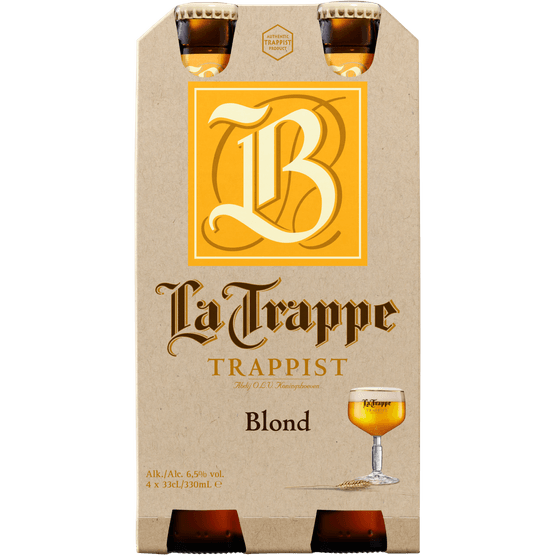 Foto van La Trappe Blond 4x 33 cl op witte achtergrond