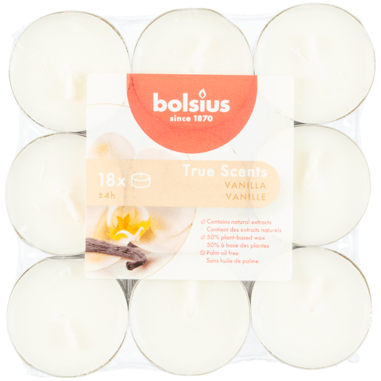 Foto van Bolsius True Scents geurtheelichten Vanille ivoor op witte achtergrond
