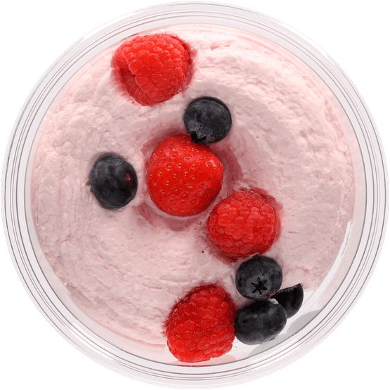 Foto van 1 de Beste Bavarois framboos op witte achtergrond