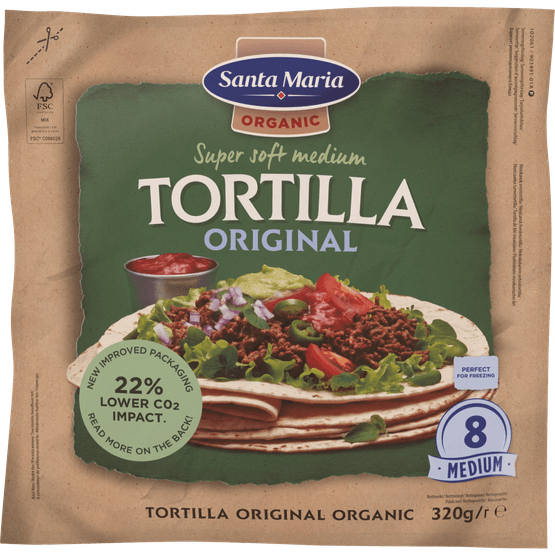 Foto van Santa Maria Tortilla organic original medium op witte achtergrond