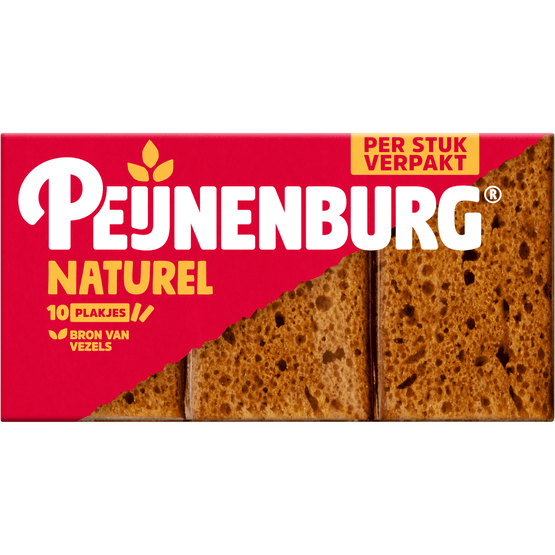 Foto van Peijnenburg Ontbijtkoek naturel portieverpakking op witte achtergrond