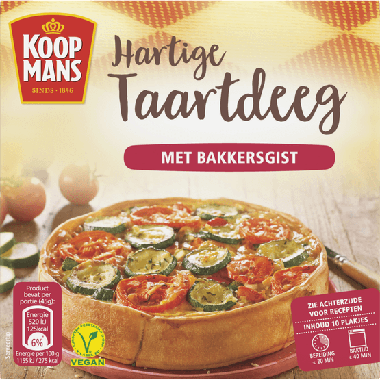 Foto van Koopmans Hartige taart deegbladeren op witte achtergrond