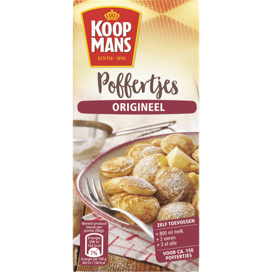 Foto van Koopmans Mix voor poffertjes op witte achtergrond