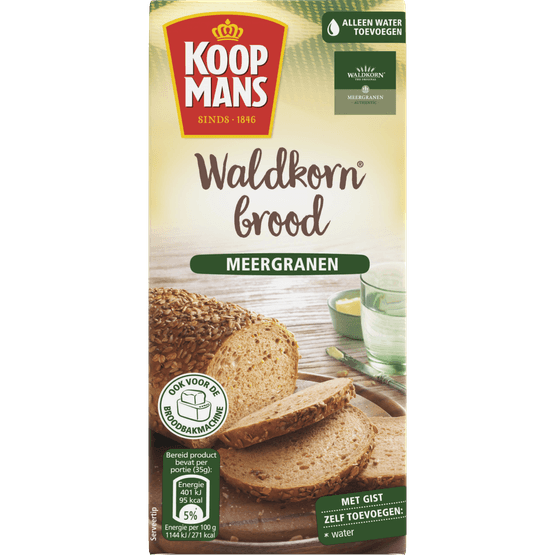 Foto van Koopmans Broodmix waldkorn op witte achtergrond