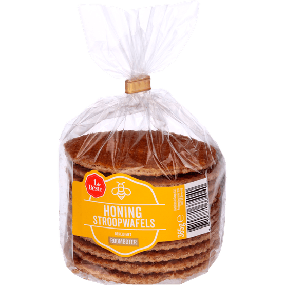 Foto van 1 de Beste Stroopwafels honing op witte achtergrond