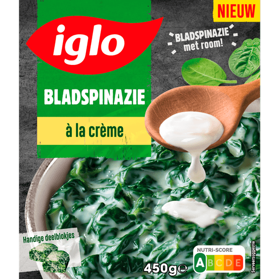 Foto van Iglo Bladspinazie a la creme op witte achtergrond