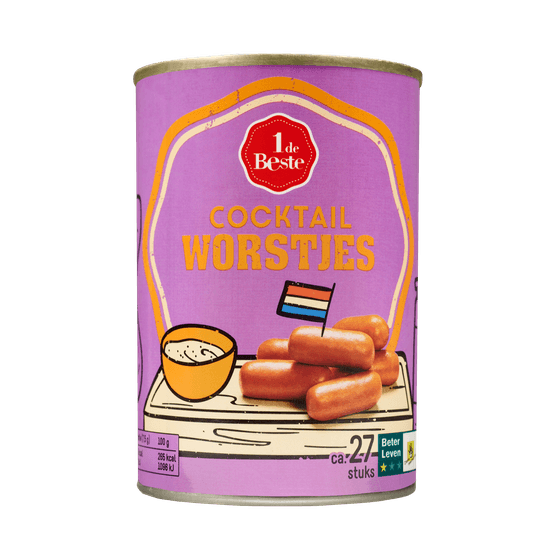 Foto van 1 de Beste Cocktailworst op witte achtergrond