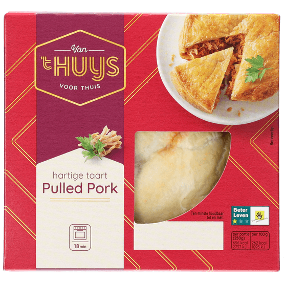 Foto van Van 't Huijs Hartige taart pulled pork op witte achtergrond
