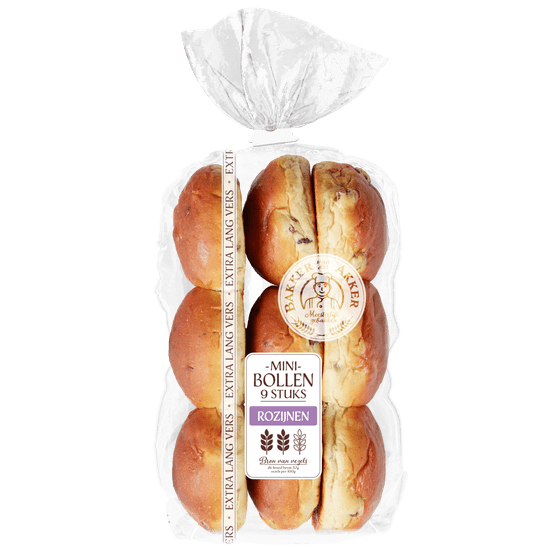 Foto van Bakker van der Akker Mini rozijnenbollen op witte achtergrond