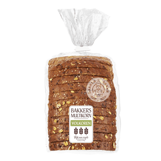 Foto van Bakker van der Akker Bakkers Multikorn volkoren half op witte achtergrond