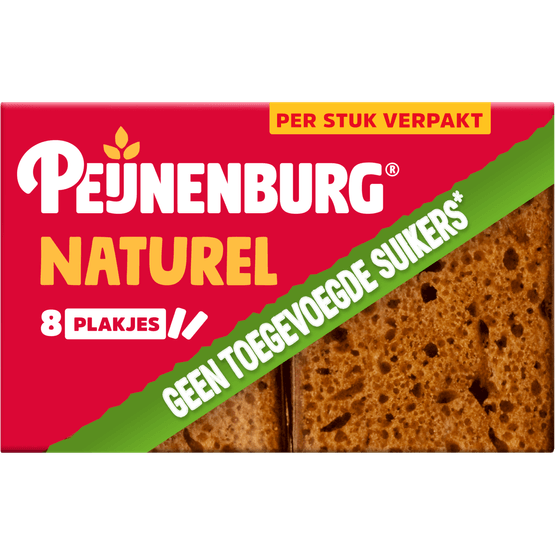 Foto van Peijnenburg Ontbijtkoek naturel portieverpakking op witte achtergrond