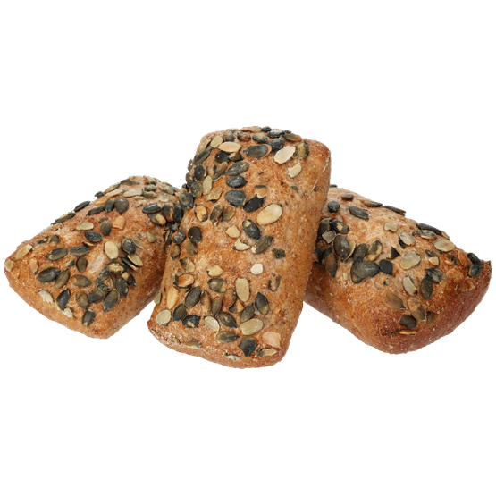 Foto van Vers afbak Pompoenbroodje op witte achtergrond