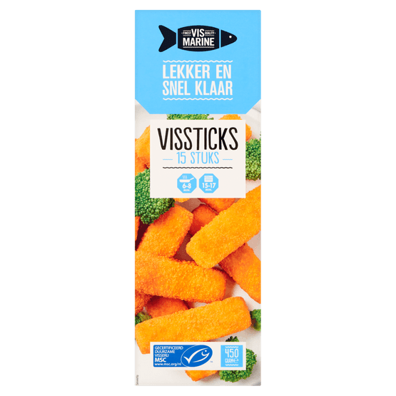 Foto van Vis Marine Vissticks 15 stuks op witte achtergrond