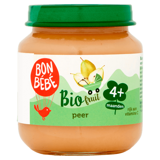 Foto van Bonbébé Biofruit 4+ maanden peer op witte achtergrond