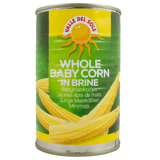 Foto van Valle Del Sole Baby maiskolf op witte achtergrond