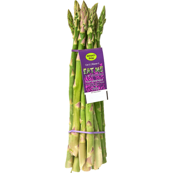 Foto van Eat Me Groene asperges bosje op witte achtergrond
