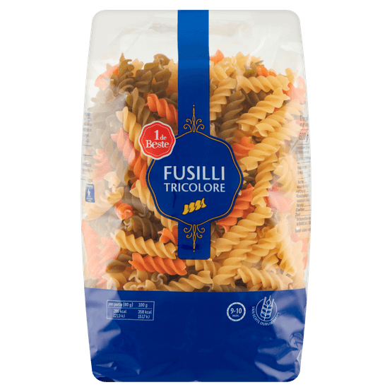 Foto van 1 de Beste Fusilli tricolore op witte achtergrond