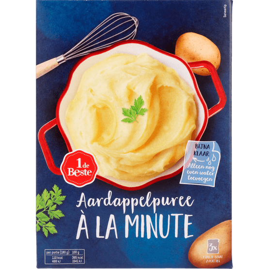 Foto van 1 de Beste Aardappelpuree a la minute 3 st. op witte achtergrond