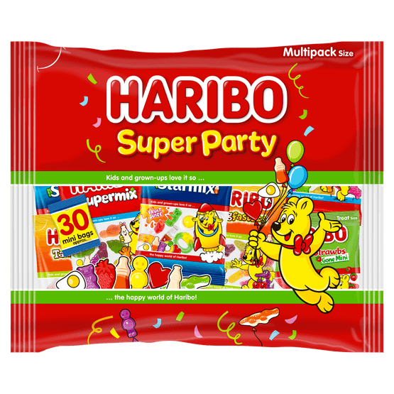 Foto van Haribo Fruitgom super party op witte achtergrond