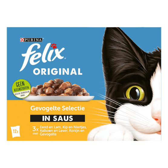 Foto van Felix Kattenvoer gevogelte selectie saus op witte achtergrond