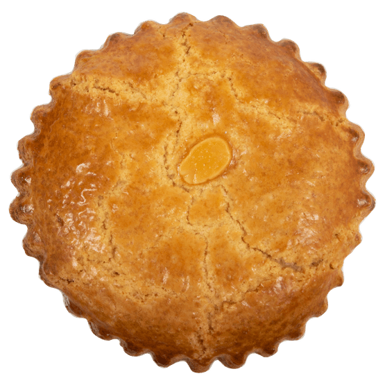 Foto van Vers afbak Gevulde koek roomboter op witte achtergrond