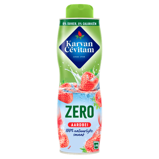 Foto van Karvan Cevitam Limonadesiroop aardbei 0% op witte achtergrond