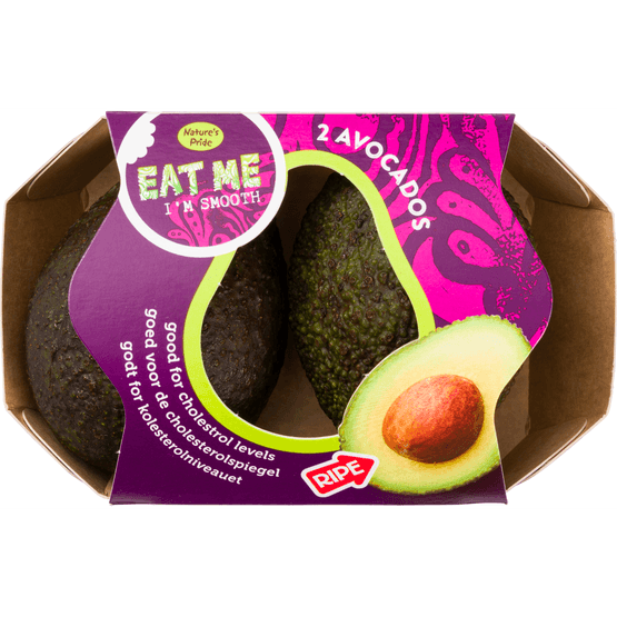 Foto van Eat Me Avocado ready to eat op witte achtergrond