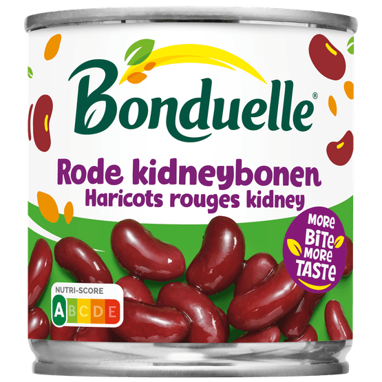 Foto van Bonduelle Rode kidneybonen op witte achtergrond