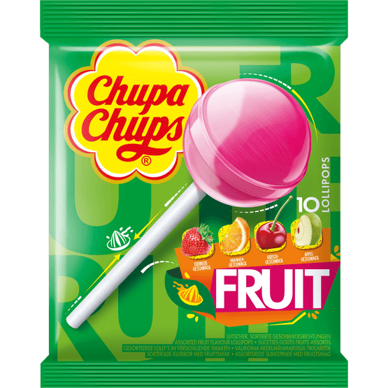 Foto van Chupa Chups Fruit 10 stuks op witte achtergrond